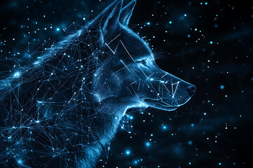 Wall Mural - an abstract digital background banner featuring a wolf.