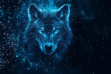 Wall Mural - an abstract digital background banner featuring a wolf.