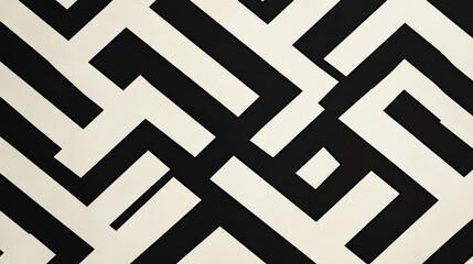 A modern black and white geometric pattern of interlocking chevrons, creating a sharp and clean visual.