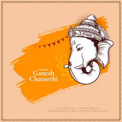 Sticker - Elegant Happy Ganesh Chaturthi Indian festival greeting card