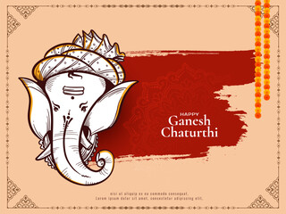 Wall Mural - Happy Ganesh Chaturthi Indian festival celebration elegant background