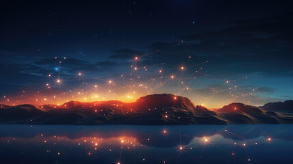 generated illustration of technology particle abstract background