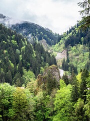 above view of road to Sumela monastery in Turkey