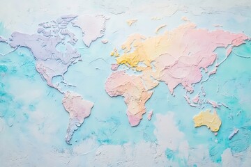 Canvas Print - blue world map