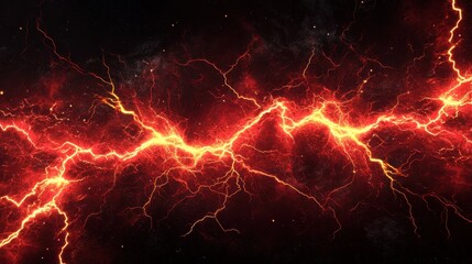 Wall Mural - A vibrant depiction of red lightning across a dark cosmic background.