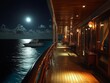 © SnapNest - A tranquil night scene on a yacht deck, illuminated by moonlight and ocean reflections, capturing serene coastal beauty.