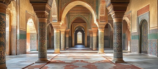 Wall Mural - Interior of a Mosque with Ornate Columns and Arches