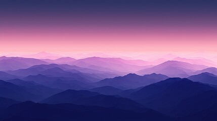 Poster -   A panoramic view of a pink and purple sky with majestic mountains in the background