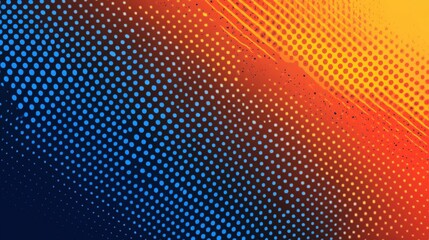 Poster - Vibrant blue and orange abstract gradient on a dark backdrop