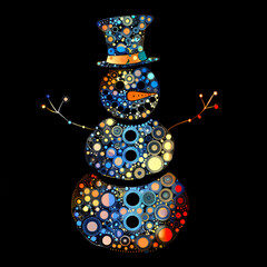 Wall Mural - cute snowman on black background