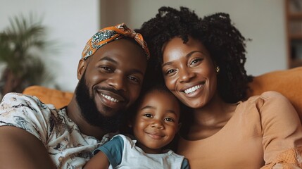 Wall Mural - Happy family smiling and posing for a portrait