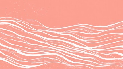 Wall Mural - Abstract wavy lines on a coral background, creating a soothing visual effect.