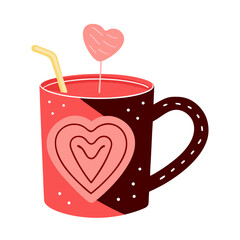 Check out flat sticker of love drink on a isolated white background (15)