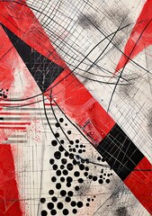 Wall Mural - black, red and white abstract background