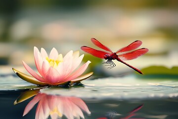 Poster - dragonfly on a flower