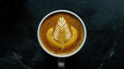 Poster -   Cup of coffee with leaf design