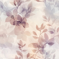 Poster - A seamless floral pattern with soft, pastel flowers and leaves, gently layered to create a dreamy, ethereal effect. The design is light and airy, perfect for a calming atmosphere.