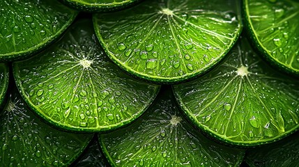 Sticker -   A close-up of green leaves with water droplets