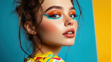 Gen z style cute model with graphic eye make up