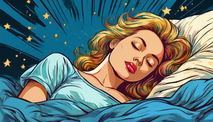 deep sleep of person in bed. girl or woman asleep, lying on soft pillow under duvet. teenager sleepe