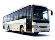 © DESIGN MOSAI - White big 3d tour bus front right angle view