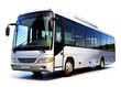 © DESIGN MOSAI - White big 3d tour bus front right angle view