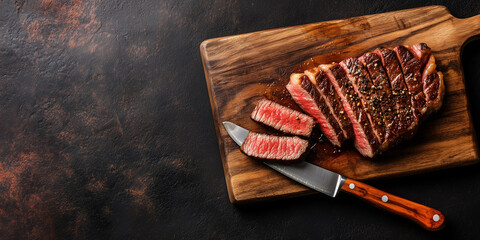 Two steaks on a hot grill with flames underneath