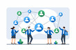 © VZ_Art - Flat illustration of employees connecting dots to form strategic business plan