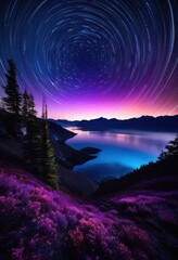 Wall Mural - breathtaking night sky vibrant star trails creating stunning celestial display, stars, astronomy, beauty, landscape, universe, glow, illumination, darkness