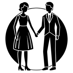 Flat design couple holding hands silhouette vector illustration