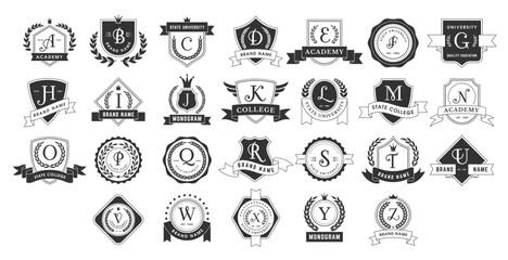 Wall Mural - Monogram. Elegant premium, alphabet letters for logo design identity projects recent vector monogram badges set