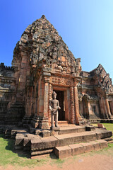 Wall Mural - Scenery of Phanom rung castle ancient lintel Narai Banthom Sin lintel, the ancient Khmer style castle in Buriram Province, Thailand 