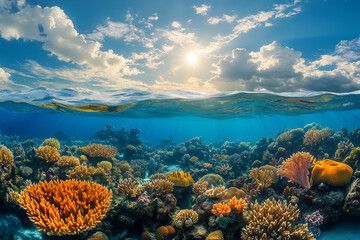 Wall Mural - Oceans with coral reefs and diverse marine life