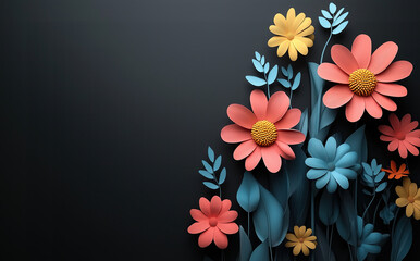 Flowers Frame Border Background - Space for Text	
