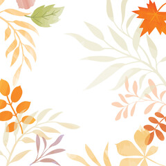 Wall Mural - Autumn Fall Background. Floral foliage texture. Flourish leaves decor. Autumnal  Nature. Watercolor Drawing for your design