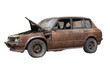 © Galka3250 - An abandoned rusted car isolated on white background with clipping path.