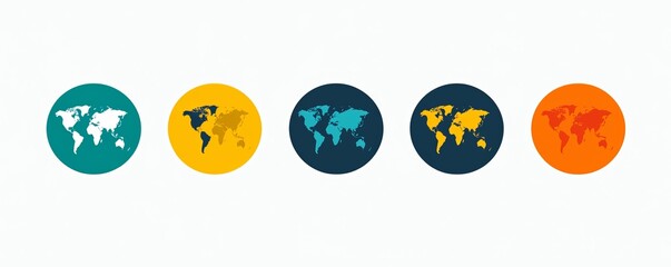 Wall Mural - colorful globe icons set on various backgrounds for presentations