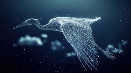 Digital Heron in Flight