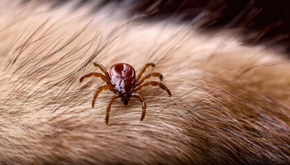 Closeup of a Tick on Fur.