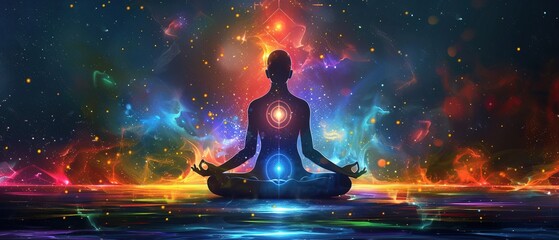 Wall Mural - Chakra in meditation, energy healing, and spiritual growth through balanced energy center