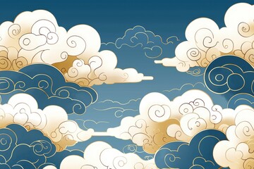 Wall Mural - Abstract Cloudscape with Gold Accents