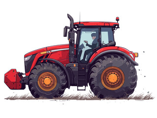 Wall Mural - Tractor on the field. Vector illustration in a flat style