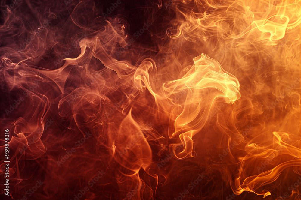 Vibrant fiery smoke abstract background, glowing inferno flames with ...