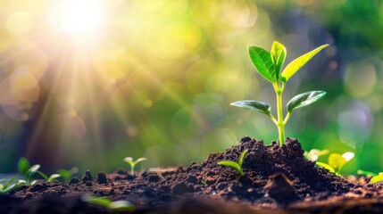 Canvas Print - A New Beginning: A Tiny Seedling Reaches for the Sun