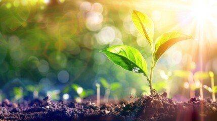 Canvas Print - New Life, Young Plant Sprouting in the Sunlight