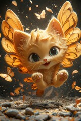 Poster - Adorable Kitten with Butterfly Wings