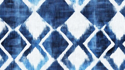 Poster - A blue and white patterned fabric with a diamond shape design