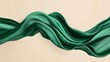 © Elkhan Babayev - Flowing emerald silk fabric draped as an elegant banner. Isolated on beige, perfect for special occasions like grand openings. 3D vector illustration.