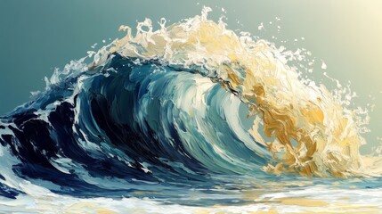 Canvas Print - Abstract Ocean Wave Painting