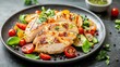 © Elkhan Babayev - Grilled chicken breast with vegetables. Ketogenic diet breakfast. Healthy food. High fat, low carb.